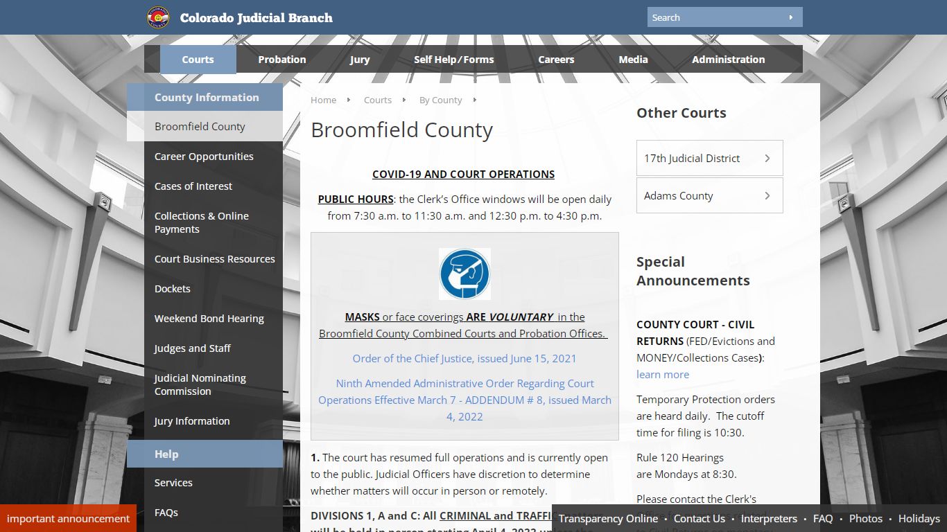 Colorado Judicial Branch - Broomfield County - Homepage