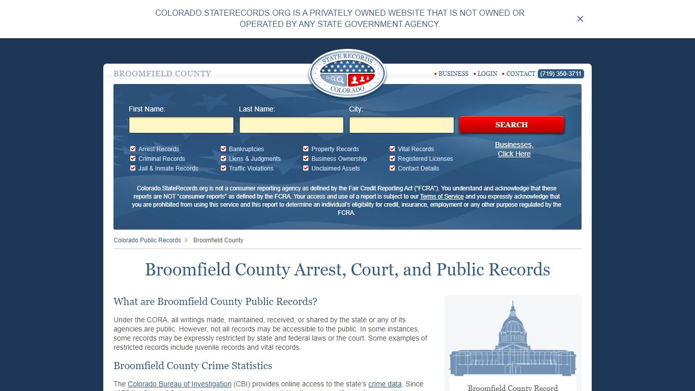 Broomfield County Arrest, Court, and Public Records